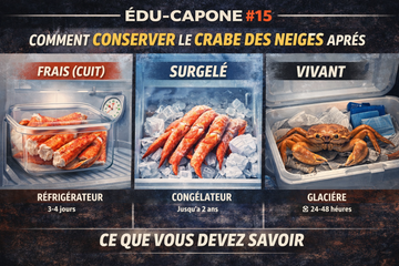 🦀 ÉDU-CAPONE #15 — COMMENT CONSERVER LE CRABE DES NEIGES APRÈS L’ACHAT