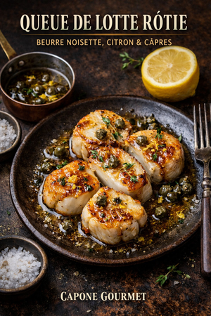 🔥 RECETTE CAPONE GOURMET — Queue de lotte rôtie, beurre noisette, citron & câpres 🔥