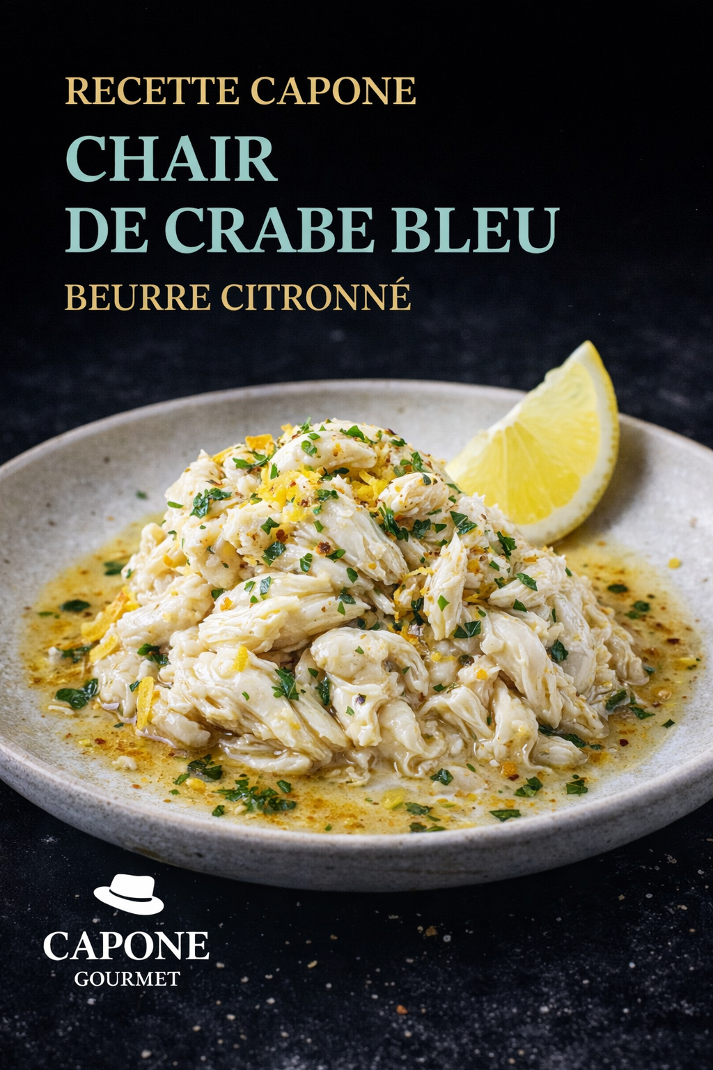 Chair de crabe bleu, beurre citronné noisette & fines herbes