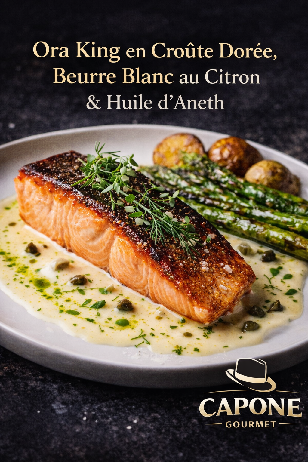 Ora King en Croûte Dorée, Beurre Blanc au Citron & Huile d’Aneth