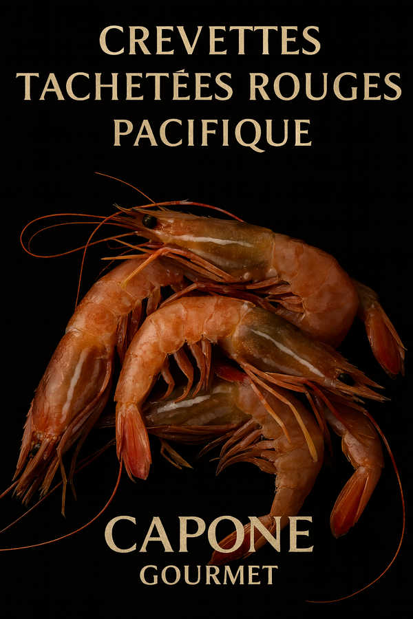 Crevettes tachetées rouges du Pacifique Capone Gourmet – bloc 1 kg, 25-33 unités