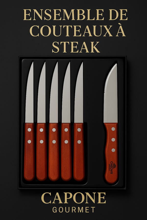 🥩 ENSEMBLE DE COUTEAUX À STEAK – CAPONE GOURMET