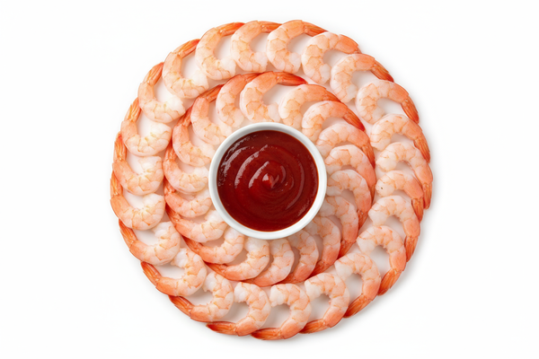 Anneau de crevettes d’élevage blanches cuites avec sauce Capone Gourmet – 26/30 morceaux