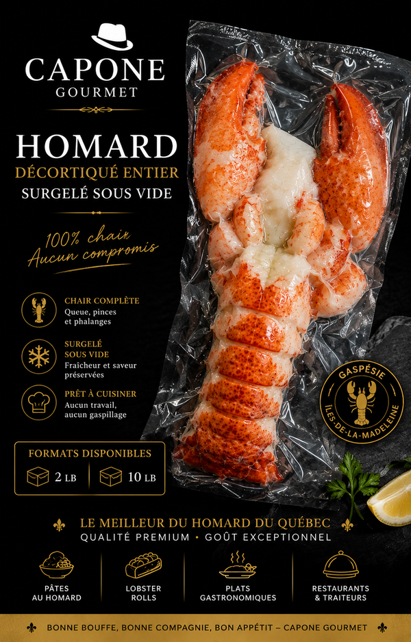 HOMARD DÉCORTIQUÉ ENTIER – SURGELÉ SOUS VIDE  Gaspésie & Îles-de-la-Madeleine | Qualité premium