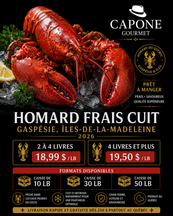 HOMARD FRAIS CUIT – GASPÉSIE & ÎLES-DE-LA-MADELEINE 2026